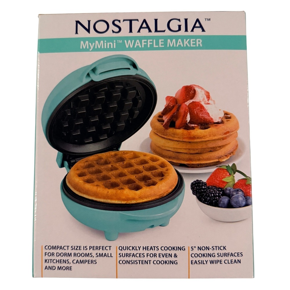 Nostalgia‎ Waffle Maker Unisex OS Teal MyMini MWF5TL Compact Portable Breakfast